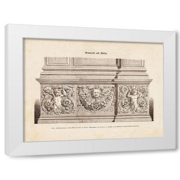 CAG 4x14 White Modern Wood Framed Wall Art Titled - Architectural Ornament - VII
