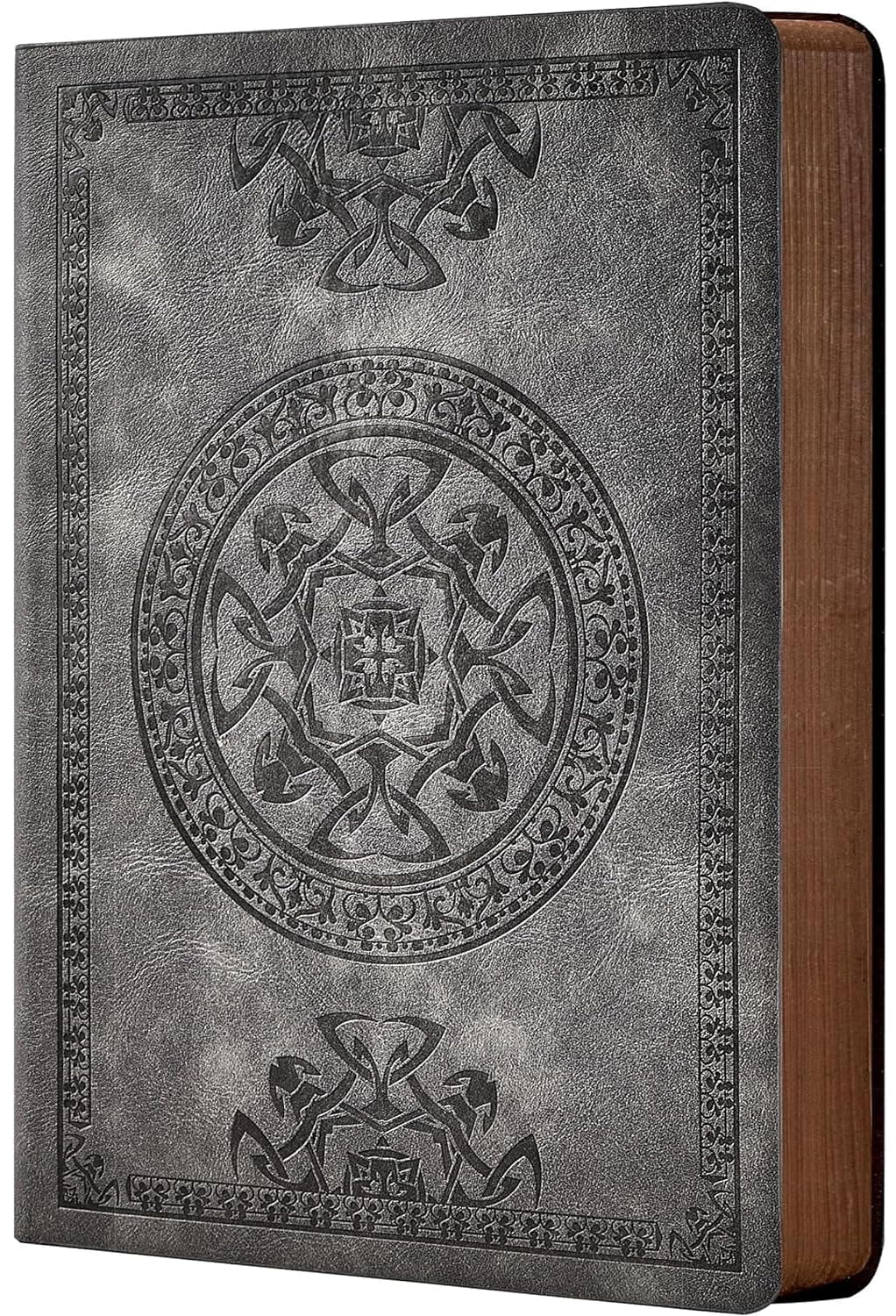 CAGIE Leather Vintage Journal for Men Soft Cover Lined Pages Notebook 180 Lay Flat for Writing Travel Diary, 5.7'' x 8.3'', Grey