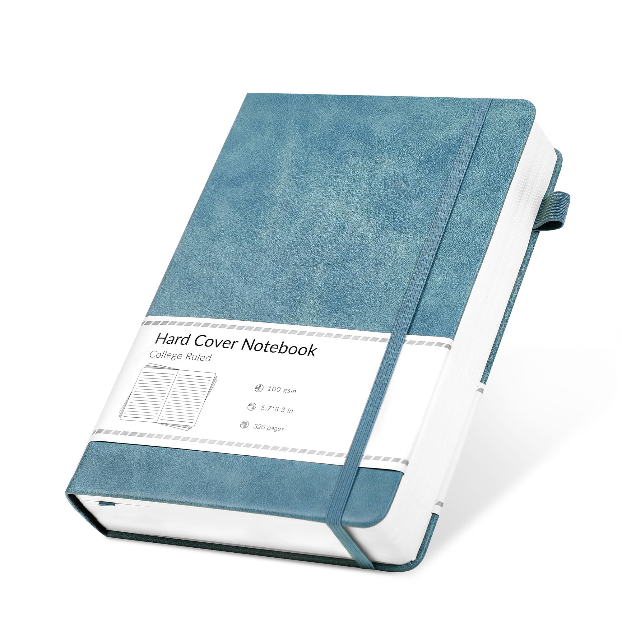 CAGIE Lined Journal Notebook, 320 Pages College Ruled Notebook, 100 Gsm Paper Thick Journal, A5 Hardcover Leather Journals for Writing Women Men, 5.7x8.3 In, Blue