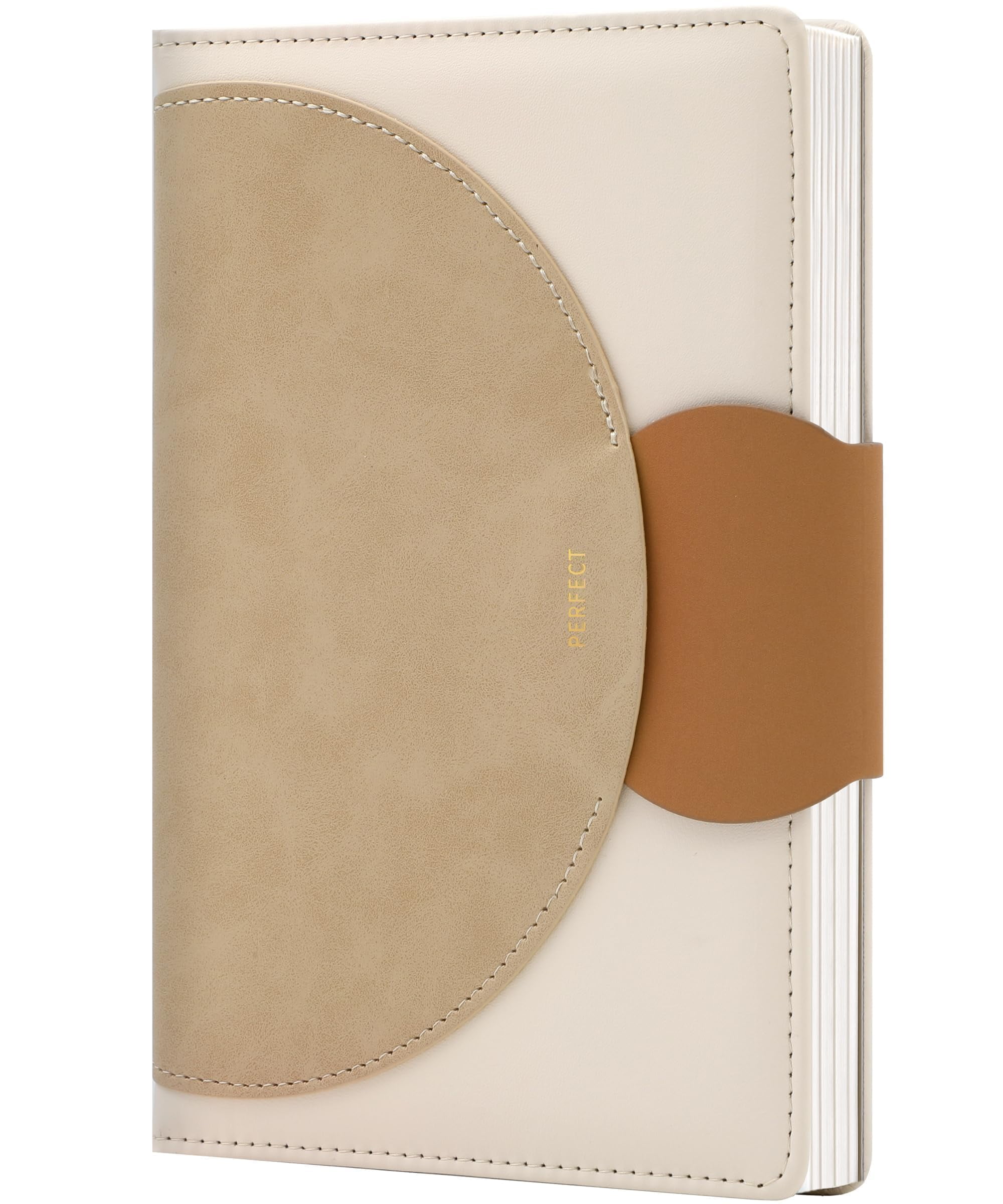 CAGIE Lined Journals for Writing Leather Journal for Women with Buckle Closure 100 GSM, 5.9"x8.5", Brown