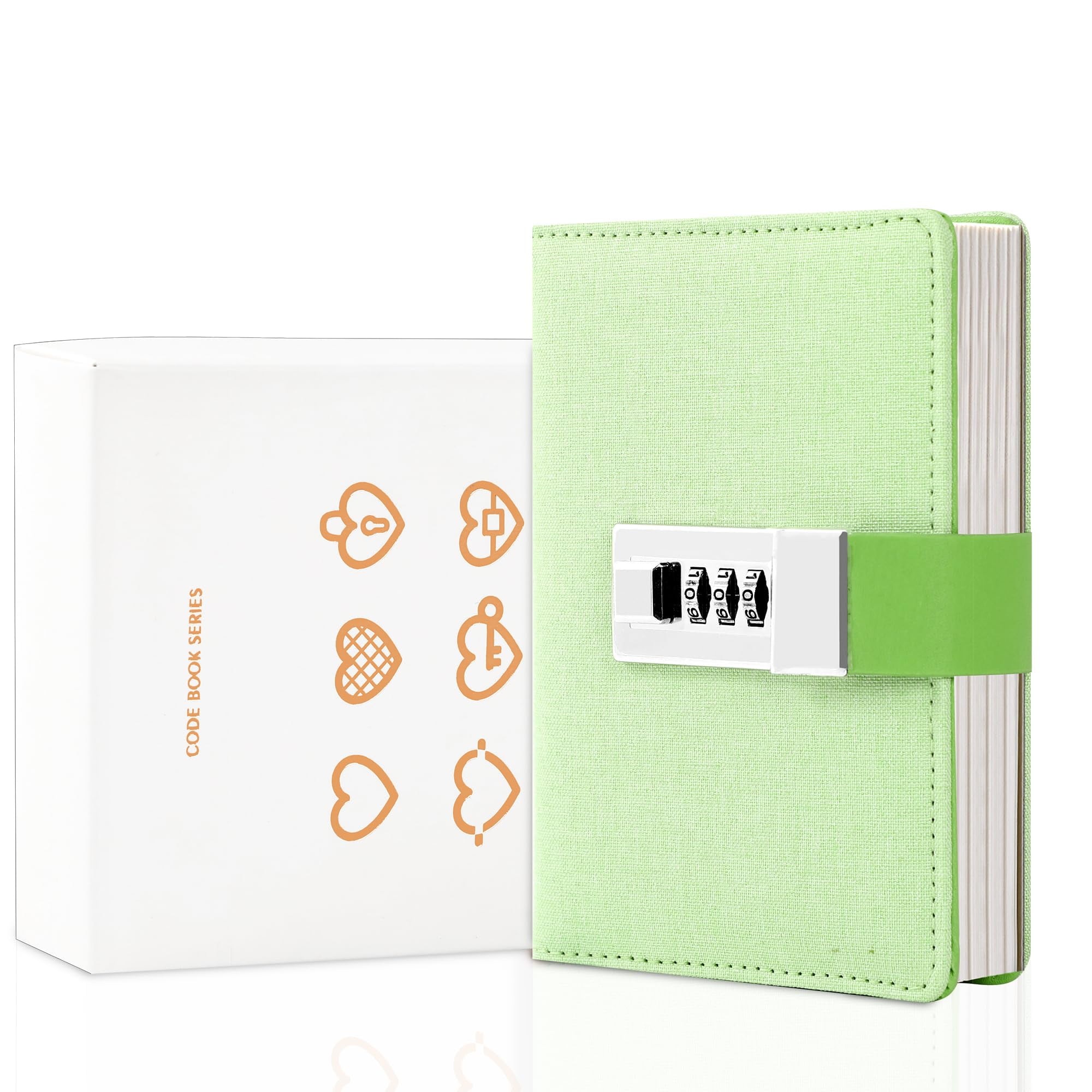 CAGIE Lock Journal Combination Lock Writing Travel Diary a7 Mini Notebook Green