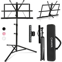 CAHAYA Sheet Music Stand Folding & Tabletop Music Stand Portable with Carrying Bag for Books Notes Laptop Tablet Black CY0204
