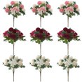 thumbnail image 1 of CAHQHLI 9 Bunch 16 Pcs Artificial Flower Fake Silk Hydrangea Bouquet Elegant Peony Flower for Wedding Decoration Faux Realistic Floral for Home Party (10.6 inch),Pink*3+Red*3+White*3, 1 of 7