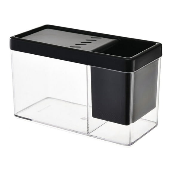 CAHQHLI Fish Tank, Fish Tank Divided Compartments，Stackable Aquarium, Small Betta Fish Tank Starter Kit with LED Light and Water Filter Pump, Rectangular