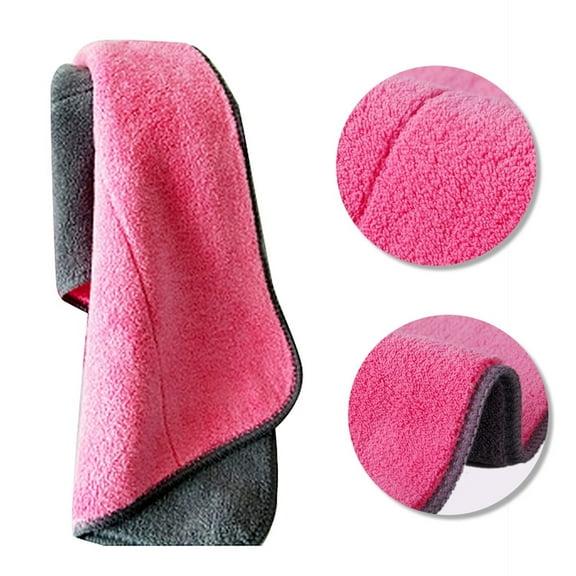 CAHQHLI Microfiber Cleaning Cloth, 1 Pack Reusable Cleaning Towels for Household with Kitchen, Quick Oil Stain Removal and Highly Absorbent, Pink Lint Free Microfiber Cloth,Pink