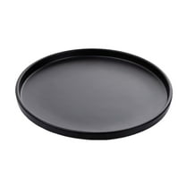 CAHQHLI Round Plastic Serving Tray Large Tea Coffee Snack Food Meals Serving Plate Non-Slip Kitchen Party Bar Server Ottoman Tray Breakfast Tray with Raised Edges,Black