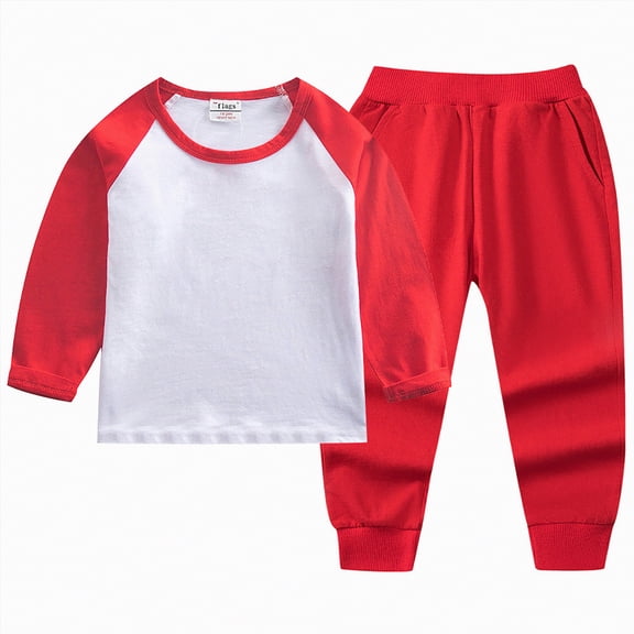 CAICJ98 2025 Boys Girls Sweatsuit Set Toddler Fall Winter Clothes Cute Pullover Long Sleeve Sweatshirt & Jogger Pants with Pocket Casual Outfuts Set (N,5-6 Years)