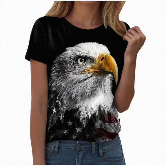 CAICJ98 250 Anniversary USA Shirt for Women Retro Statue of Liberty Pullover Top Casual Short Sleeve Shirt Patriotic Women T Shirt (Black,XXL)