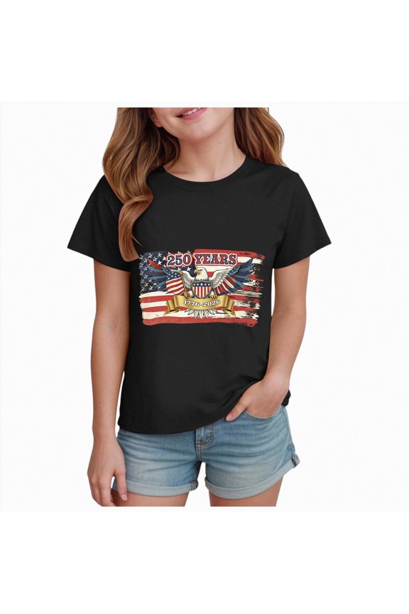 250th Anniversary Patriotic July 4th USA 1776-2026 Boys Girls Shirt (Black,2-3 Years)