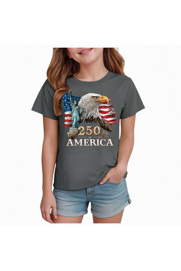 250th Anniversary United States 250th USA 4th of July 2026 Shirts Boys Girls (Grey,3-4 Years)