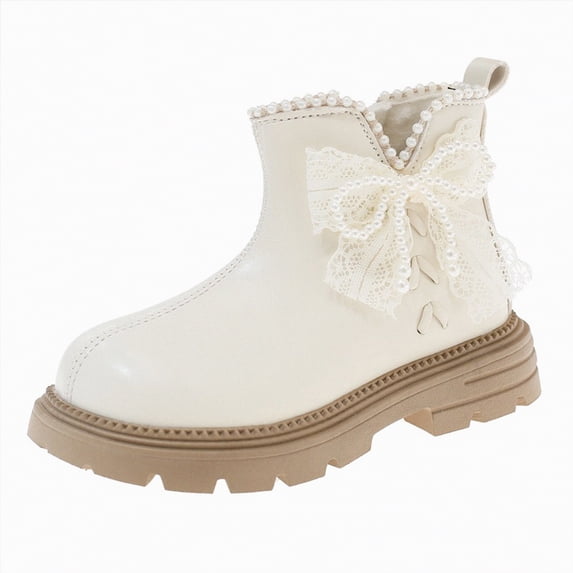 CAICJ98 Ankle Boots Girls Bow Glitter Sequin Side Zipper Low Chunky Heel Dress Booties Fall Winter Toddler Girls Boots (Toddler/Little Kid/Big Kid),11