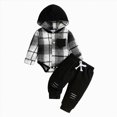 thumbnail image 1 of CAICJ98 Baby Boy Clothes Flannel Plaid Outfits Long Sleeve Hoodie Romper Pants Set Fall Winter 2 Pcs Clothes for Infant Newborn Boy,Size 1-3 Months, 1 of 7