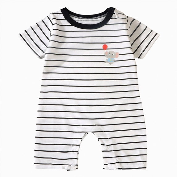 CAICJ98 Baby Boy Cotton Short Sleeve Rompers-Breathable One-Piece Jumpsuits with Animal Themes for Spring/Summer Baby Boy Short Sleeve Romper (Black,9-12 Months)