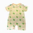 thumbnail image 1 of CAICJ98 Baby Boy Cotton Short Sleeve Rompers-Breathable One-Piece Jumpsuits with Animal Themes for Spring/Summer Boys Baby Clothes (Beige,9-12 Months), 1 of 4
