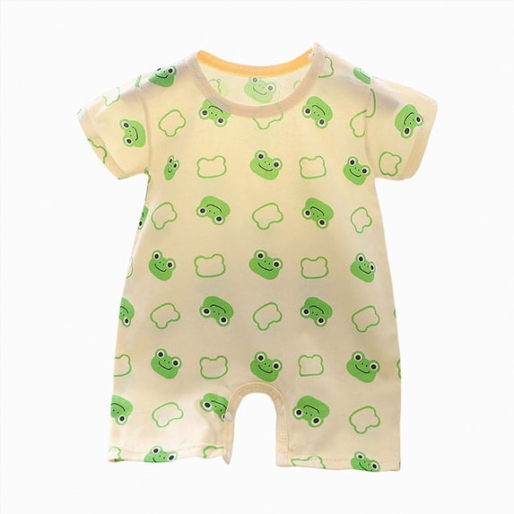 CAICJ98 Baby Boy Cotton Short Sleeve Rompers-Breathable One-Piece Jumpsuits with Animal Themes for Spring/Summer Boys Baby Clothes (Beige,9-12 Months)