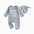 thumbnail image 1 of CAICJ98 Baby Boy Fall Winter Clothes Newborn Dad's Little Dude/Mama's Little Man Matching Outfits Long Sleeve Ribbed Knit Striped Romper Bodysuit with Hat,Size 0-3 Months, 1 of 8