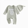 thumbnail image 1 of CAICJ98 Baby Boy Fall Winter Clothes Newborn Dad's Little Dude/Mama's Little Man Matching Outfits Long Sleeve Ribbed Knit Striped Romper Bodysuit with Hat,Size 3-6 Months, 1 of 8