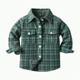 thumbnail image 1 of CAICJ98 Baby Boy Flannel Shirt Toddler Plaid Shirt Kids Boys Button Down Jacket Coat Infant Fall Winter Outfits (Dark Green,2-3 Years), 1 of 5