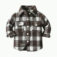 thumbnail image 1 of CAICJ98 Baby Boy Flannel Shirt Toddler Plaid Shirt Kids Boys Button Down Jacket Coat Infant Fall Winter Outfits (Grey,6-7 Years), 1 of 5
