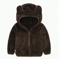 thumbnail image 1 of CAICJ98 Baby Boy Fleece Jacket Girl Winter Warm Bear ears Clothes Coat Toddler Kids Zip Up Jacket Boy's Clothing Sweater (Brown,2-3 Years), 1 of 7