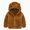 thumbnail image 1 of CAICJ98 Baby Boy Fleece Jacket Girl Winter Warm Bear ears Clothes Coat Toddler Kids Zip Up Jacket Boy's Clothing Sweater (Coffee,18-24 Months), 1 of 7