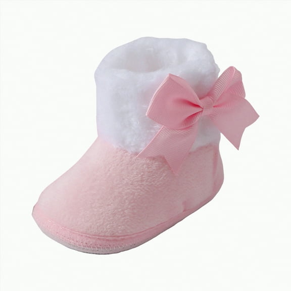 CAICJ98 Baby Boy Girl Boots Newborn Shoes Winter Snow Bowknot Anti-Slip Soft Sole Warm Prewalker Baby Boy Girl Boots Pink,3(Infant)