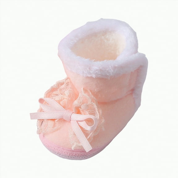 CAICJ98 Baby Boy Girl Boots Newborn Shoes Winter Snow Bowknot Anti-Slip Soft Sole Warm Prewalker Baby Boy Girl Winter Shoes Pink,3(Infant)