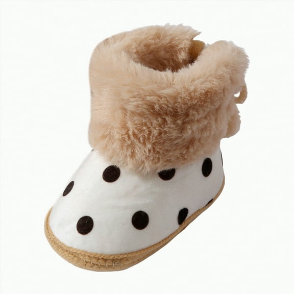 CAICJ98 Baby Boy Girl Boots Newborn Shoes Winter Snow Bowknot Anti-Slip Soft Sole Warm Prewalker Winter Baby Shoes Coffee,4(Infant)