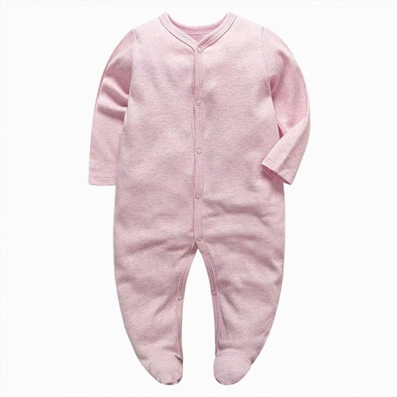 CAICJ98 Baby Boy Girl Clothes Cute Cartoon Long Sleeve Footie Rompers Pajamas Cotton Playsuit Jumpsuit Fall Winter (Light Pink,0-3 Months)