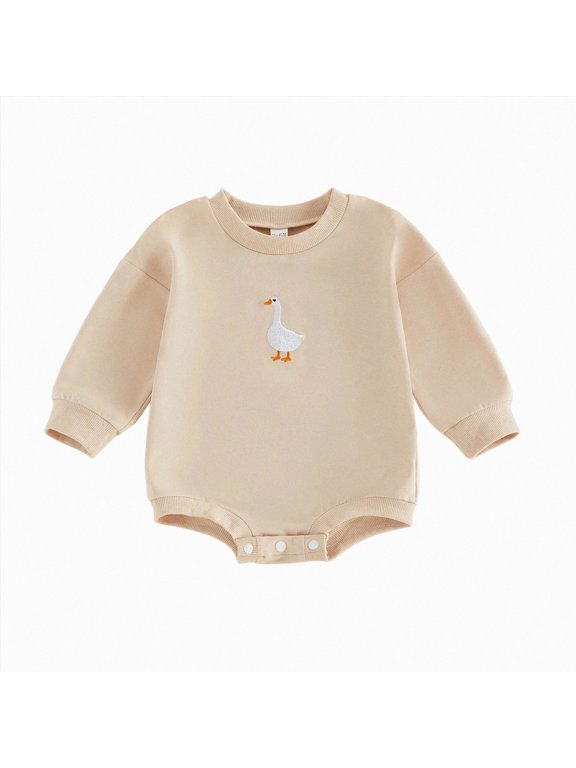 Baby Boy Girl Clothes Oversize Romper Long Sleeve Goose Bubble Bodysuit Sweatshirt Fall Outfits,Size 6-12 Months