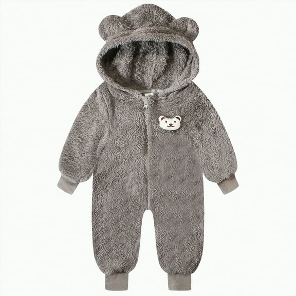 CAICJ98 Baby Boy Girl Snowsuit Winter Warm Clothes Coat Infant Jumpsuit Infant Fleece Romper (Grey,18-24 Months)