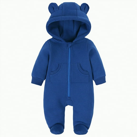 CAICJ98 Baby Boy Girl Snowsuit Winter Warm Clothes Coat Infant Jumpsuit Infant Fleece Romper Newborn Boy Girl Outfits (Blue,0-3 Months)