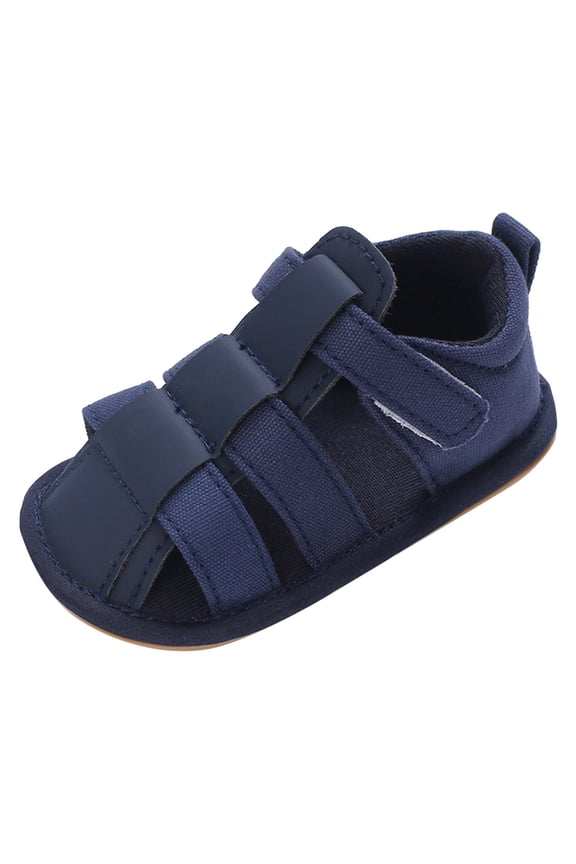 Baby Boy Girl Summer Infant Squeaky Sandals Rubber Sole Closed-Toe Non-Slip Shoes Toddler First Walking Shoes Blue,0-6 Months