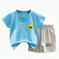 thumbnail image 1 of CAICJ98 Baby Boy Shorts Set Toddler Girl Summer Clothes with Dinosaur Cotton Tops + Shorts Outfits Kids Clothing (4-5 T,Sky Blue), 1 of 4
