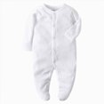 thumbnail image 1 of CAICJ98 Baby Boys Girls Cotton Jumpsuit Newborn Cute Footed Onesie Pajamas Long Sleeve Button Down Bodysuit Soft Cozy Outfits (White,3-6 Months), 1 of 6