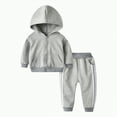 thumbnail image 1 of CAICJ98 Baby Clothes for Girls Boy Solid Color Zipper Hoodie Athletic Jacket and Sweatpants Fall Winter Outfits Kids Toddler Sweatsuit (Grey,5-6 Years), 1 of 4