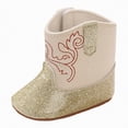 thumbnail image 1 of CAICJ98 Baby Cowboy Cowgirl Boots Infant Newborn Cowboy Boots Toddler Girls Mid Calf Gold,3.5(Infant/Toddler), 1 of 7