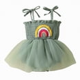 thumbnail image 1 of CAICJ98 Baby Girl 1st Birthday Clothes One Year Old Tulle Romper Sleeveless Bodysuit Cake Smash Infant Summer Outfits (Green,9-12 Months), 1 of 7