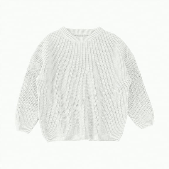 CAICJ98 Baby Girl Boy Knit Sweater Blouse Pullover Sweatshirt Kids Warm Crewneck Long Sleeve Tops for Infant Toddler Fall Winter Clothes White,0-3 Months
