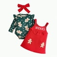 thumbnail image 1 of CAICJ98 Baby Girl Christmas Outfit Long Sleeve Romper Santa Baby Overall Dress Newborn Christmas Skirt Set Fall Winter Clothes (Wine,12-18 Months), 1 of 6