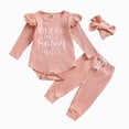 thumbnail image 1 of CAICJ98 Baby Girl Clothes 3Pcs Newborn Fall Winter Knit Ribbed Outfit Long Sleeve Romper Pants Headband Set, Size 6-12 Months, 1 of 7