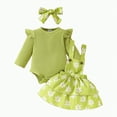 thumbnail image 1 of CAICJ98 Baby Girl Clothes Fall Winter Outfit Long Sleeve Ruffle Romper Plaid Skirt Bow Headband 3 Pcs Set Green,Size 12-18 Months, 1 of 7