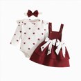 thumbnail image 1 of CAICJ98 Baby Girl Clothes Fall Winter Outfit Long Sleeve Ruffle Romper Plaid Skirt Bow Headband 3 Pcs Set (Red,0-3 Months), 1 of 8