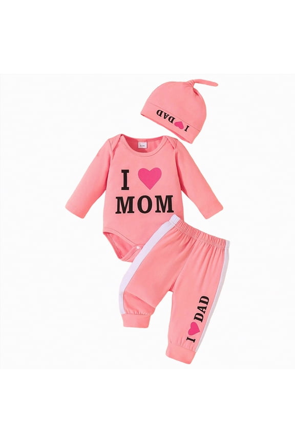 Baby Girl Clothes Infant Newborn Mamas Outfit Gender Neutral Baby Clothes Romper Red Heart Pants Hats 3pcs Outfits Set (Pink,12-18 Months)