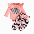 thumbnail image 1 of CAICJ98 Baby Girl Clothes Newborn Fall Winter Outfits Cute Ruffle Long Sleeve Romper Bodysuit Bow Pants Set with Headband (Pink,6-9 Months), 1 of 8