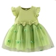 thumbnail image 1 of CAICJ98 Baby Girl Dresses Ruffle Sleeve Tutu Dress for Toddler Girls Butterfly Tulle Dress Flower Girl Party Birthday Princess Dresses Green,6-12 Months, 1 of 4