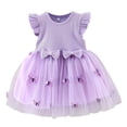 thumbnail image 1 of CAICJ98 Baby Girl Dresses Ruffle Sleeve Tutu Dress for Toddler Girls Butterfly Tulle Dress Flower Girl Party Birthday Princess Dresses Purple,6-12 Months, 1 of 5