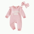 thumbnail image 1 of CAICJ98 Baby Girl Fall Winter Clothes Newborn Going Coming Home Outfit Ruffle Sweater Romper Cute Knitted Jumpsuit for Baby Girl (Pink,6-12 Months), 1 of 4