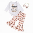 thumbnail image 1 of CAICJ98 Baby Girl Football Outfit Football Romper Onesie+Football Flare Pant Bell Bottom Set Newborn Fall Winter Spring Clothes (White,0-3 Months), 1 of 6