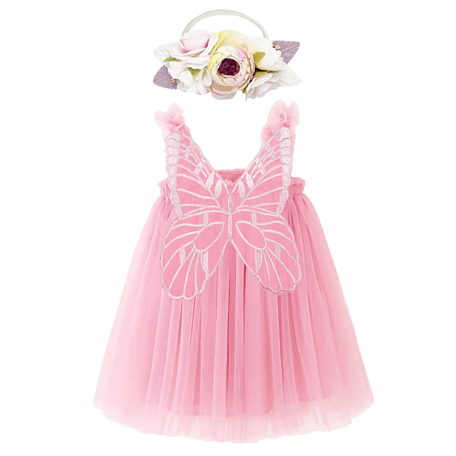Toddler Girl Halloween Bat & Ghost Dress - Sleeveless Smocked Tutu With Butterfly Wings, Sizes 6M-4Y